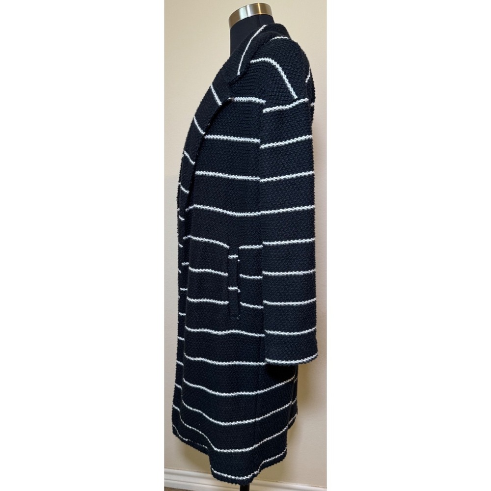 Marine Layer‎ Birdseye Coat Open Front Cardigan Black White Stripes Size Small - Picture 7 of 16